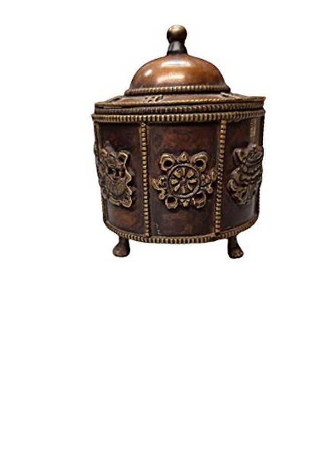 NIM Antique Table showpiece Box with 8 Lucky Sign Brown Color - Image 1